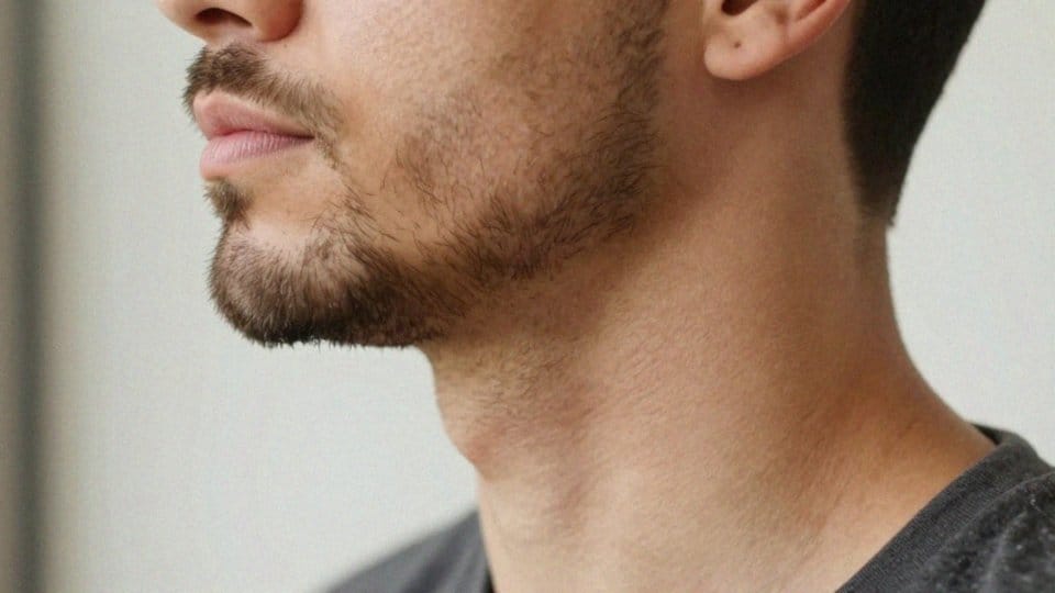 Jaki kształt ma linia brody na szyi?