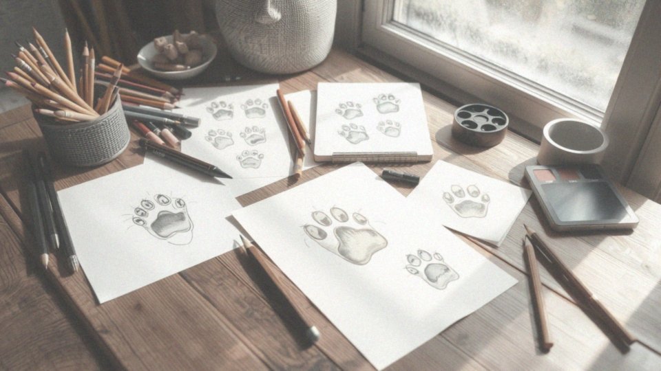 Jakie są różne sposoby przedstawienia łapy kota w ilustracjach?